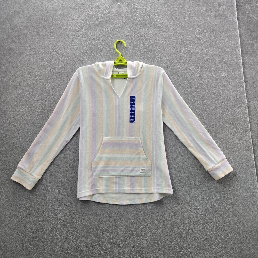 Roxy Girls Hoodie L 14/16 Pastel Multicolor Striped‎ Poncho Baja  NWT